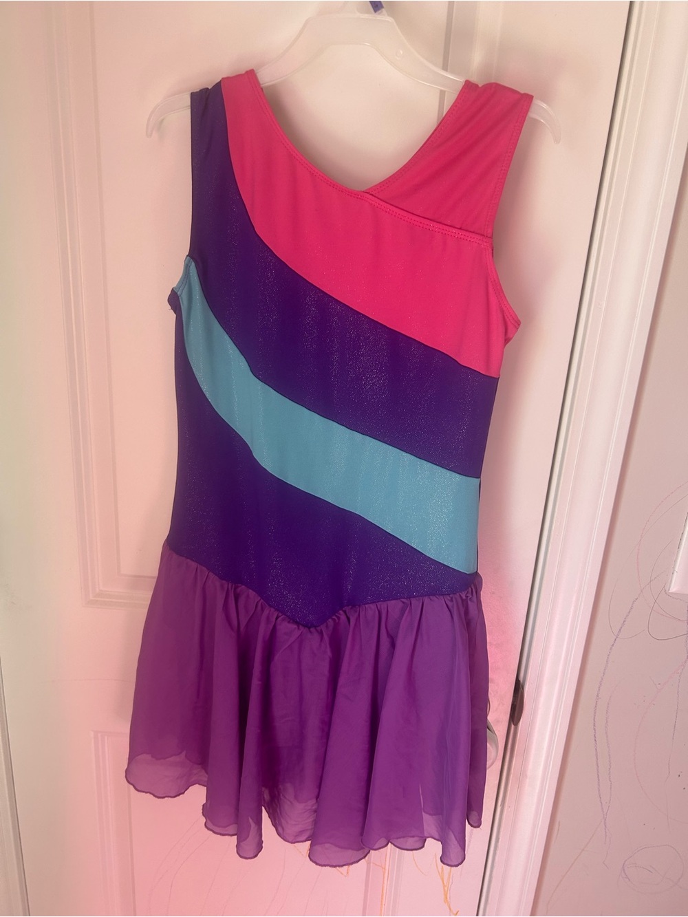 Girls Purple and Pink Dance Costume with Aqua Accent